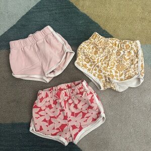 Set of Three Girls Shorts - Pink, Yellow, and Red/Pink Print